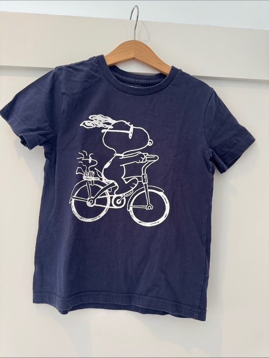 Cyrillus Other - Cyrillus Navy Blue Kids Tee with White Bicycle Cartoon